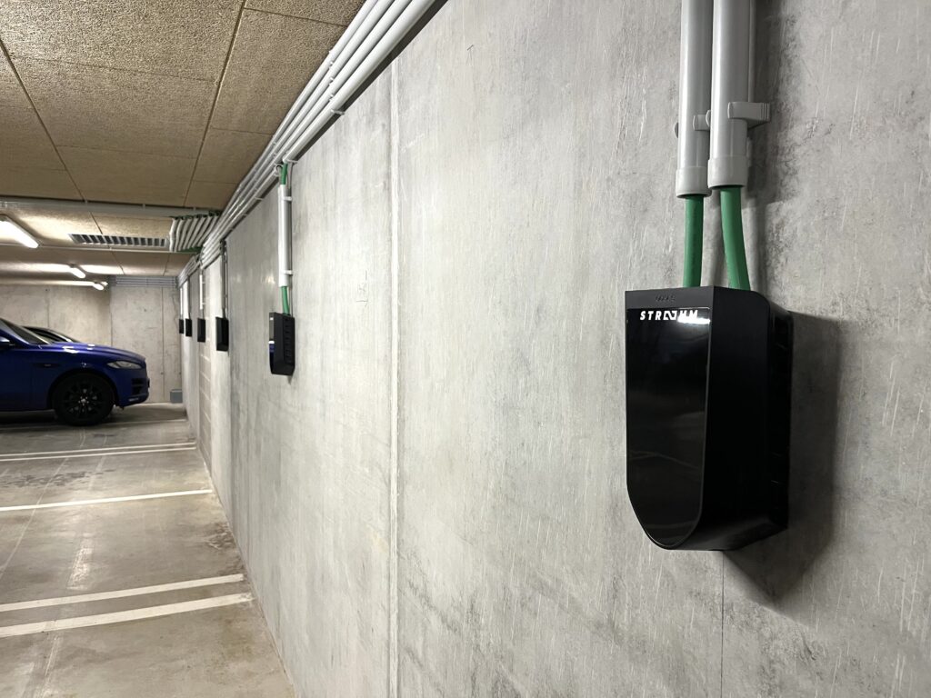 slimme laadpalen in ondergrondse parking